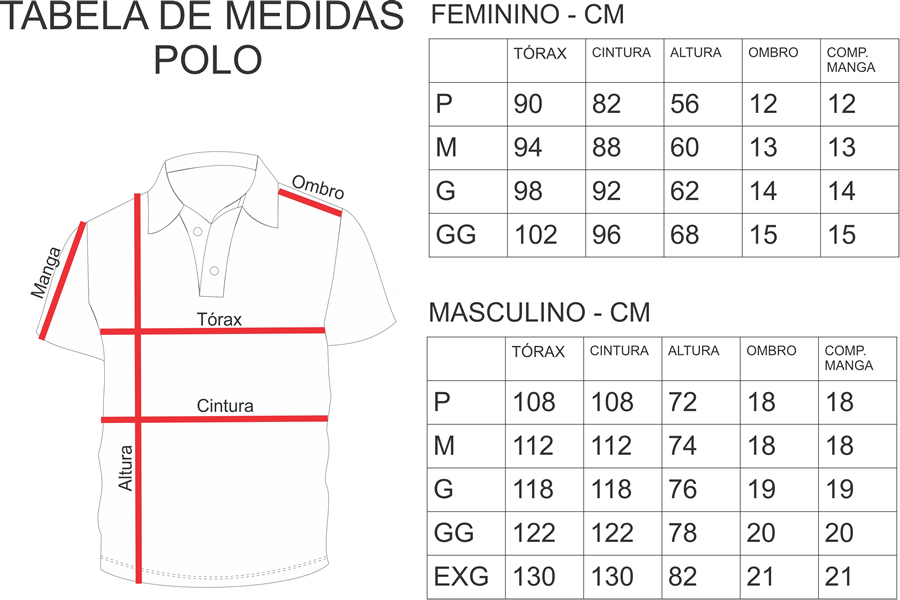 Tabela de medidas Polo